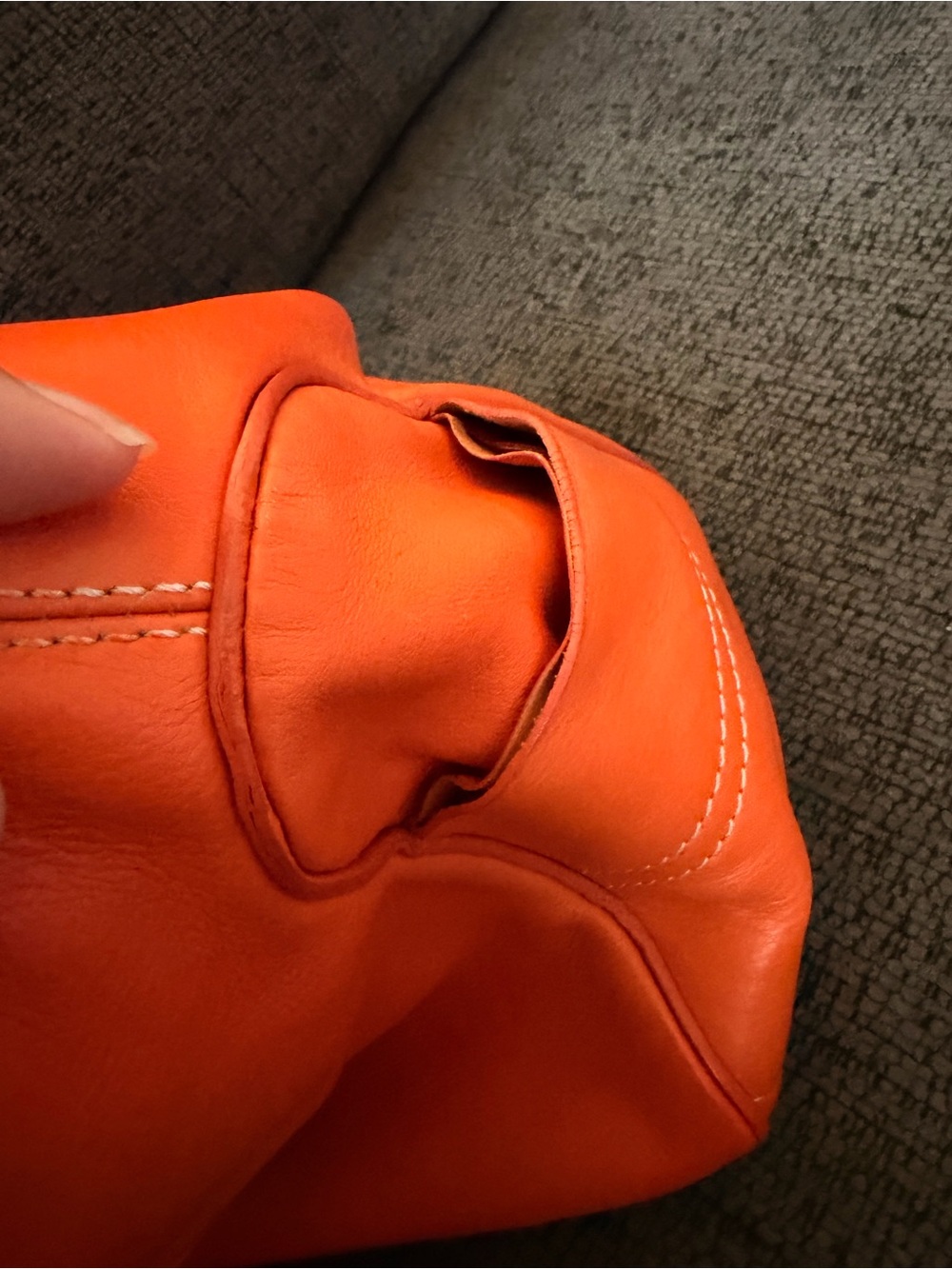 Authentic Vintage Celine Orange Leather Satchel Handbag - Picture 4 of 9